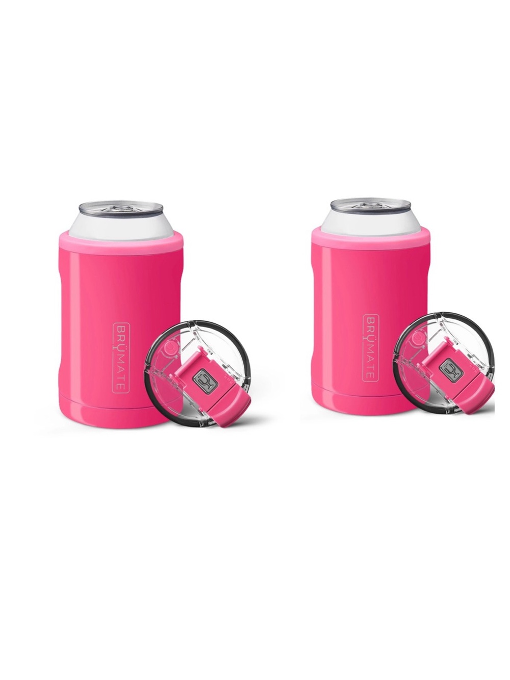 BRÜMATE Hopsulator Duo Pink Insulated Can Coolers with Clear Leak-Resistant Lid